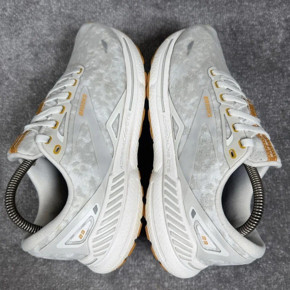 Brooks Adrenaline GTS 23 Blanc Gray Sunflower Running Shoes Women's 9